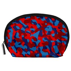 Red And Blue Camouflage Pattern Accessory Pouch (large) by SpinnyChairDesigns