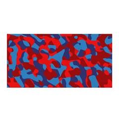 Red And Blue Camouflage Pattern Satin Wrap by SpinnyChairDesigns