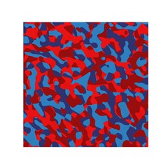 Red And Blue Camouflage Pattern Small Satin Scarf (square) by SpinnyChairDesigns