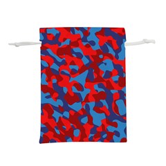 Red And Blue Camouflage Pattern Lightweight Drawstring Pouch (l) by SpinnyChairDesigns