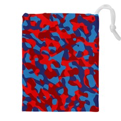 Red And Blue Camouflage Pattern Drawstring Pouch (4xl) by SpinnyChairDesigns