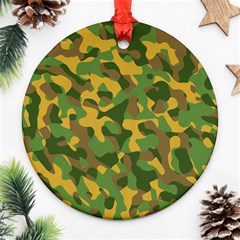 Yellow Green Brown Camouflage Ornament (round) by SpinnyChairDesigns