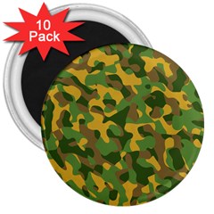 Yellow Green Brown Camouflage 3  Magnets (10 Pack)  by SpinnyChairDesigns