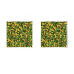 Yellow Green Brown Camouflage Cufflinks (square) by SpinnyChairDesigns