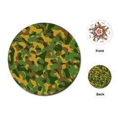 Yellow Green Brown Camouflage Playing Cards Single Design (round)