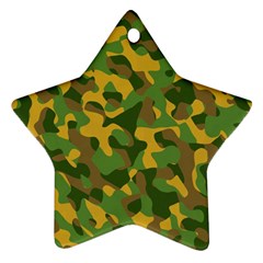 Yellow Green Brown Camouflage Star Ornament (two Sides) by SpinnyChairDesigns