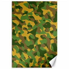 Yellow Green Brown Camouflage Canvas 12  X 18  by SpinnyChairDesigns