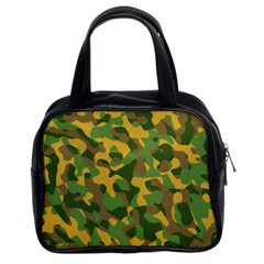 Yellow Green Brown Camouflage Classic Handbag (two Sides) by SpinnyChairDesigns