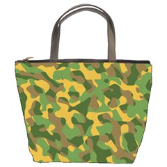 Yellow Green Brown Camouflage Bucket Bag by SpinnyChairDesigns