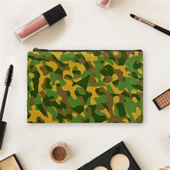 Yellow Green Brown Camouflage Cosmetic Bag (medium) by SpinnyChairDesigns