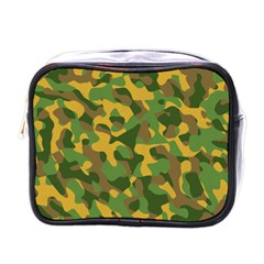 Yellow Green Brown Camouflage Mini Toiletries Bag (one Side) by SpinnyChairDesigns