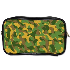 Yellow Green Brown Camouflage Toiletries Bag (one Side) by SpinnyChairDesigns