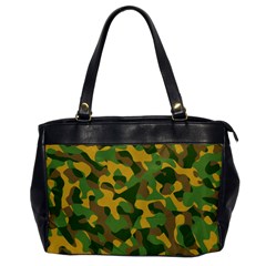 Yellow Green Brown Camouflage Oversize Office Handbag by SpinnyChairDesigns