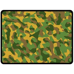 Yellow Green Brown Camouflage Fleece Blanket (large)  by SpinnyChairDesigns