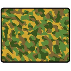 Yellow Green Brown Camouflage Fleece Blanket (medium)  by SpinnyChairDesigns