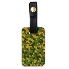 Yellow Green Brown Camouflage Luggage Tag (one Side) by SpinnyChairDesigns