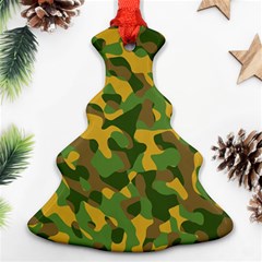 Yellow Green Brown Camouflage Ornament (christmas Tree)  by SpinnyChairDesigns