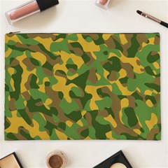 Yellow Green Brown Camouflage Cosmetic Bag (xxl) by SpinnyChairDesigns