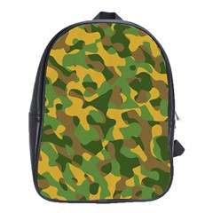 Yellow Green Brown Camouflage School Bag (xl) by SpinnyChairDesigns