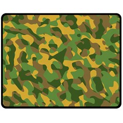 Yellow Green Brown Camouflage Double Sided Fleece Blanket (medium)  by SpinnyChairDesigns