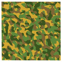 Yellow Green Brown Camouflage Wooden Puzzle Square by SpinnyChairDesigns