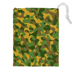 Yellow Green Brown Camouflage Drawstring Pouch (5xl) by SpinnyChairDesigns