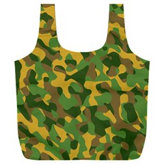 Yellow Green Brown Camouflage Full Print Recycle Bag (xxl) by SpinnyChairDesigns