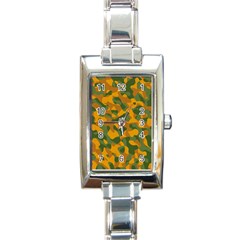 Green And Orange Camouflage Pattern Rectangle Italian Charm Watch