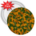 Green and Orange Camouflage Pattern 3  Buttons (10 pack)  Front