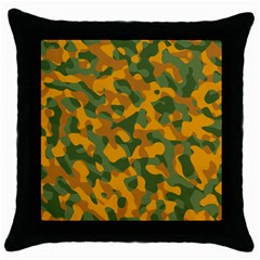 Green And Orange Camouflage Pattern Throw Pillow Case (black) by SpinnyChairDesigns