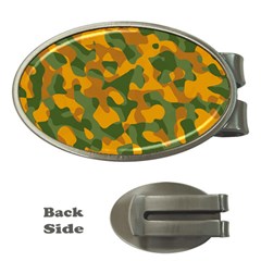 Green And Orange Camouflage Pattern Money Clips (oval)  by SpinnyChairDesigns