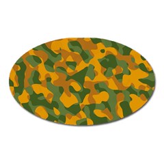 Green And Orange Camouflage Pattern Oval Magnet by SpinnyChairDesigns