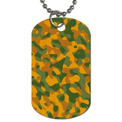 Green And Orange Camouflage Pattern Dog Tag (one Side) by SpinnyChairDesigns