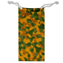 Green And Orange Camouflage Pattern Jewelry Bag by SpinnyChairDesigns