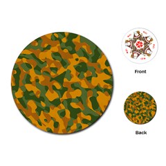 Green And Orange Camouflage Pattern Playing Cards Single Design (round) by SpinnyChairDesigns