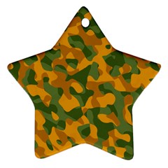 Green And Orange Camouflage Pattern Star Ornament (two Sides) by SpinnyChairDesigns