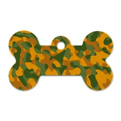 Green And Orange Camouflage Pattern Dog Tag Bone (two Sides) by SpinnyChairDesigns