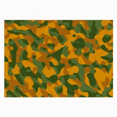 Green And Orange Camouflage Pattern Large Glasses Cloth (2 Sides) by SpinnyChairDesigns