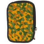 Green and Orange Camouflage Pattern Compact Camera Leather Case Front