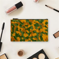 Green And Orange Camouflage Pattern Cosmetic Bag (small) by SpinnyChairDesigns