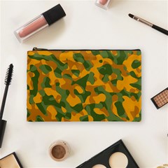 Green And Orange Camouflage Pattern Cosmetic Bag (medium)