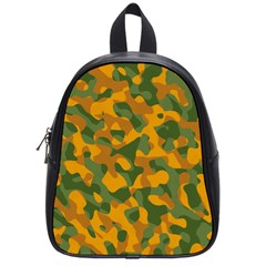 Green And Orange Camouflage Pattern School Bag (small)