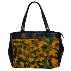 Green And Orange Camouflage Pattern Oversize Office Handbag by SpinnyChairDesigns