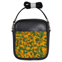 Green And Orange Camouflage Pattern Girls Sling Bag