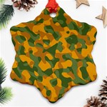 Green and Orange Camouflage Pattern Snowflake Ornament (Two Sides) Back