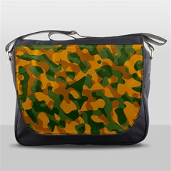 Green And Orange Camouflage Pattern Messenger Bag by SpinnyChairDesigns