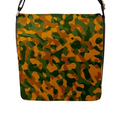 Green And Orange Camouflage Pattern Flap Closure Messenger Bag (l)