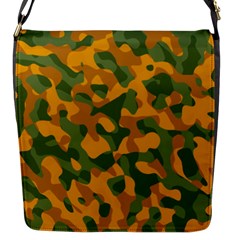 Green And Orange Camouflage Pattern Flap Closure Messenger Bag (s) by SpinnyChairDesigns