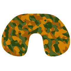 Green And Orange Camouflage Pattern Travel Neck Pillow