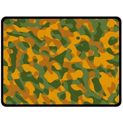 Green And Orange Camouflage Pattern Double Sided Fleece Blanket (large) 